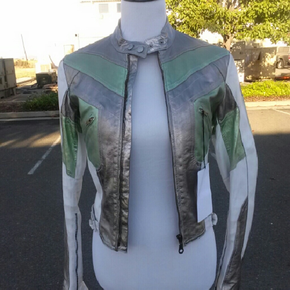 Women's leather moto jacket